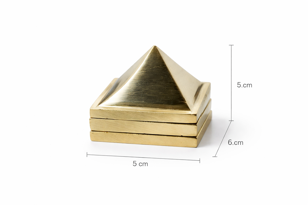 PeetalKraft Brass Pyramid Vastu Yantra | Solid Brass Feng Shui Item | Home, Office & Pooja Decor | Decorative Showpiece / Vastu / Pooja Item | 200g | 5cm