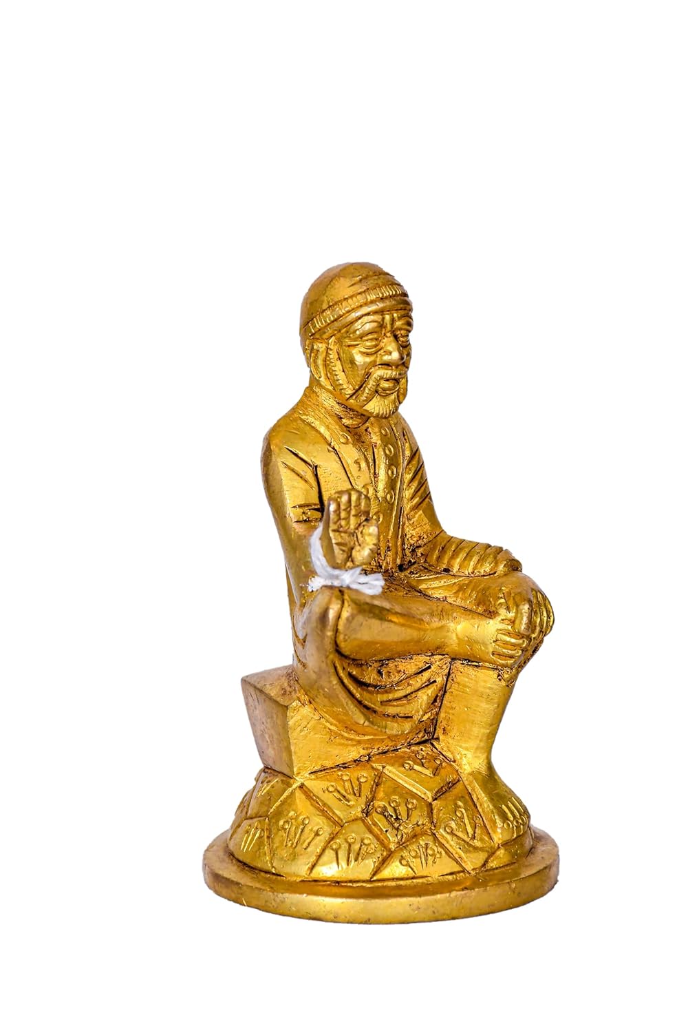 PeetalKraft Small Shirdi Sai Baba Brass Murti for Home and Office Desk, Size 4.5x4.5x8 cm, Weight 272 Grams