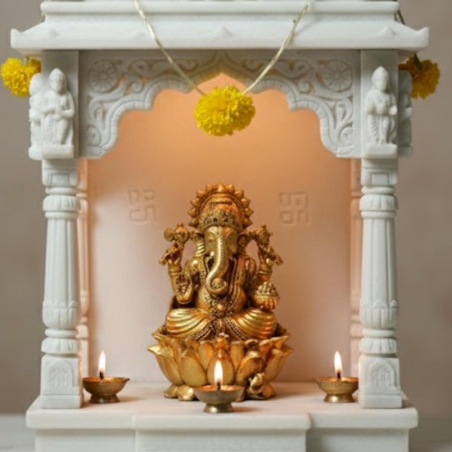 PeetalKraft Small Handmade Lord Ganesha Idol For Home Office Desk Gift Size 5X5X8 Cm Weight 100 Grams