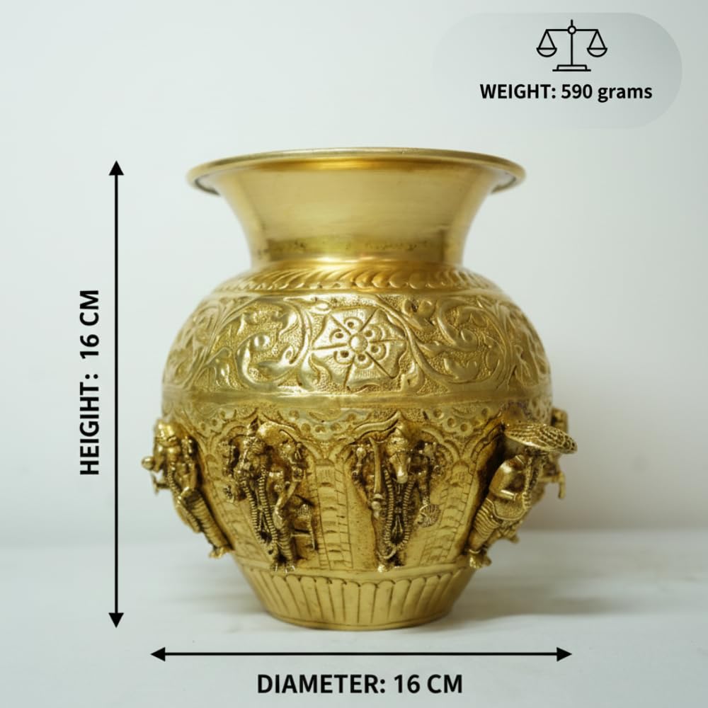 PeetalKraft Vishnu Dashavatara Kalash Ten Avatars Lota For Diwali Pooja Size Height-16 Cm Weight 750 Grams