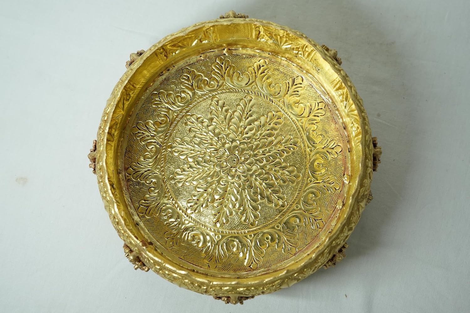 PeetalKraft Premium Brass Ashtalakshmi Urli for Home Decor, Pooja & Floating Flowers, 25 cm Dia, 10 cm Height, Housewarming Diwali Wedding Gift