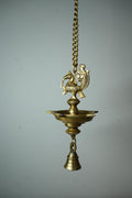 PeetalKraft Handmade Ethnic Peacock 5 Wick Brass Hanging Diya For Decor Size 9X9X54 Cm Weight 600 Grams