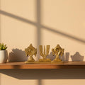 PeetalKraft Premium Brass Shankh Chakra Trishul Namaste Set, Golden, 5 cm x 10 cm, 150 g, for Pooja Mandir Décor