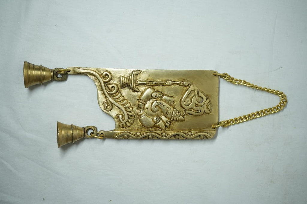 PeetalKraft Pure Brass Shree Ganesha Wall Decor Handcurved Religious Hanging, Size 10x3x35 cm, Weight 600 Grams