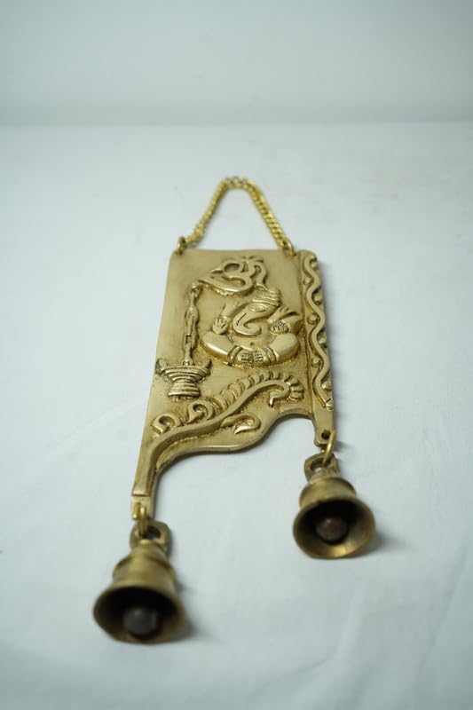 PeetalKraft Pure Brass Shree Ganesha Wall Decor Handcurved Religious Hanging, Size 10x3x35 cm, Weight 600 Grams
