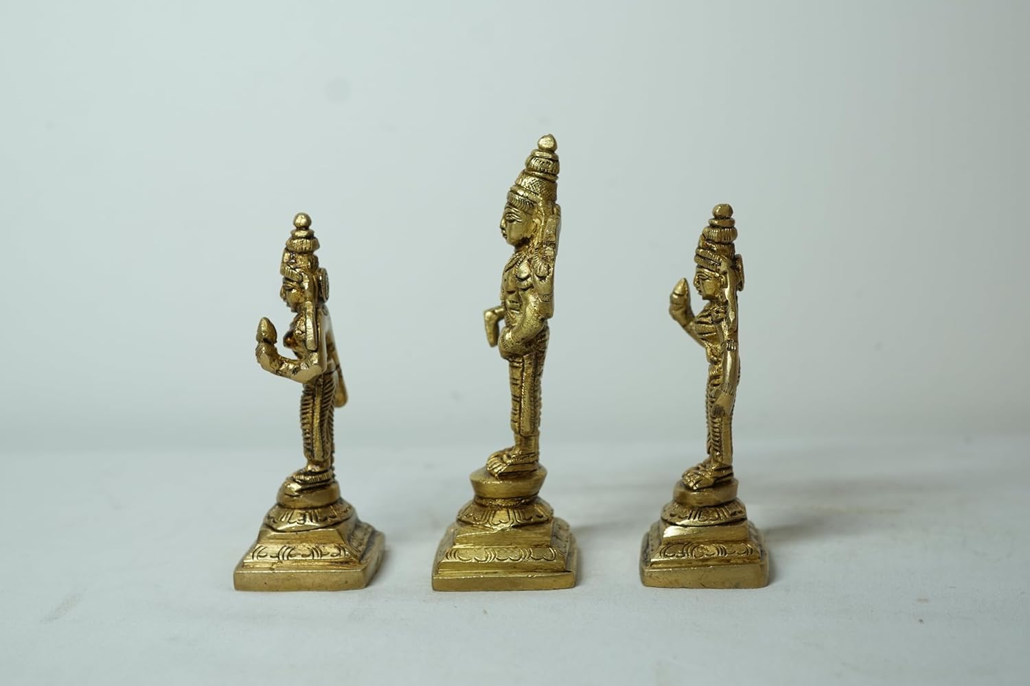 PeetalKraft Brass Shankh Chakra Namah Idol Set Antique Pack Of 3 Large Size 8X10X12 Cm Weight 520 Grams