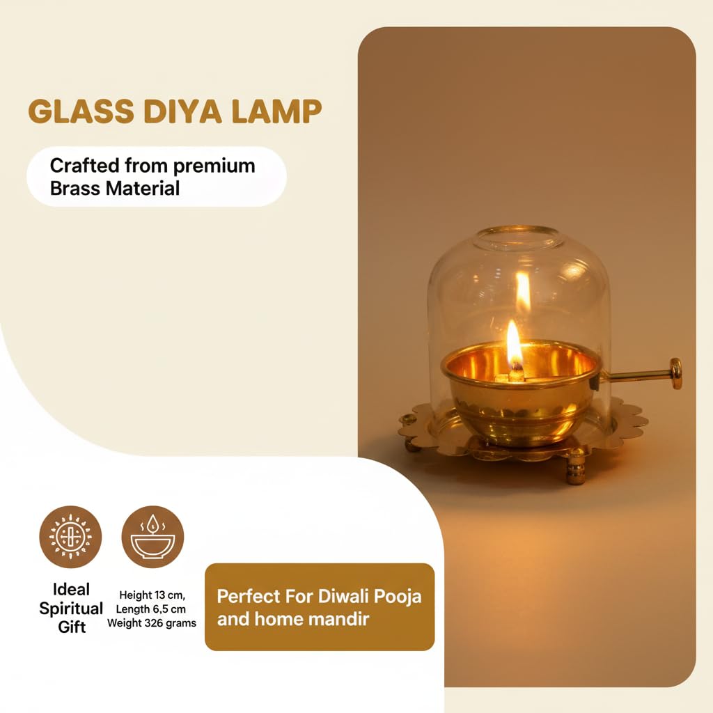 PeetalKraft Akhand Arati lamp For Temple | Best for Pooja, Akhand Jyot Weight-240 g Height-13cm