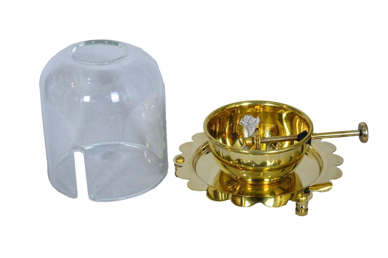 PeetalKraft Akhand Arati lamp For Temple | Best for Pooja, Akhand Jyot Weight-240 g Height-13cm