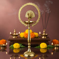 PeetalKraft Brass Peacock Diya Kerala Samai Kuthu Vilakku For Inaugurations Size 8X8X30 Cm Weight 380 Grams