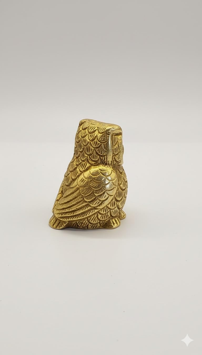 PeetalKraft Brass Owl Statue for Good Luck and West Zonal Vastu Placement, Size 5x6x4cm, Weight 170 Grams