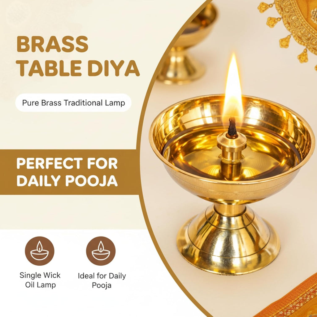 PeetalKraft Brass Diya Oil Lamp For Pooja Mandir And Home Decoration Size 4X4X5 Cm Weight 50 Grams