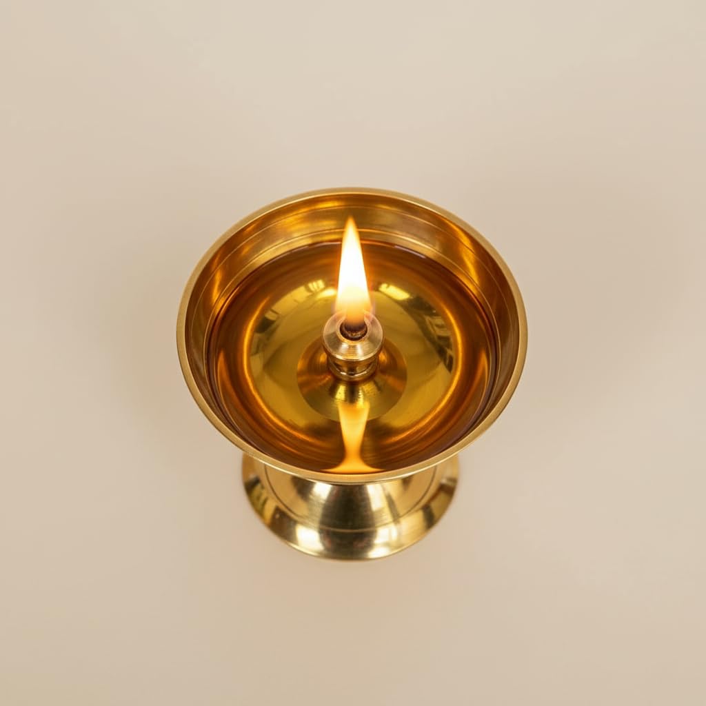 PeetalKraft Brass Diya Oil Lamp For Pooja Mandir And Home Decoration Size 4X4X5 Cm Weight 50 Grams