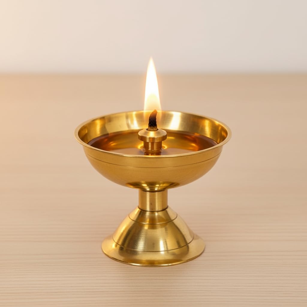 PeetalKraft Brass Diya Oil Lamp For Pooja Mandir And Home Decoration Size 4X4X5 Cm Weight 50 Grams