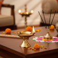 PeetalKraft Pandeep Deepak Brass Diya Oil Lamp For Pooja Mandir And Diwali Size 3X3X4 Cm Weight 50 Grams