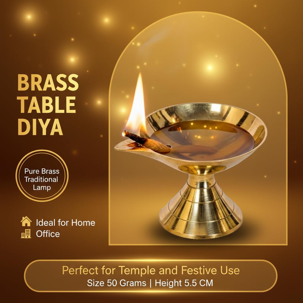 PeetalKraft Pandeep Deepak Brass Diya Oil Lamp For Pooja Mandir And Diwali Size 3X3X4 Cm Weight 50 Grams