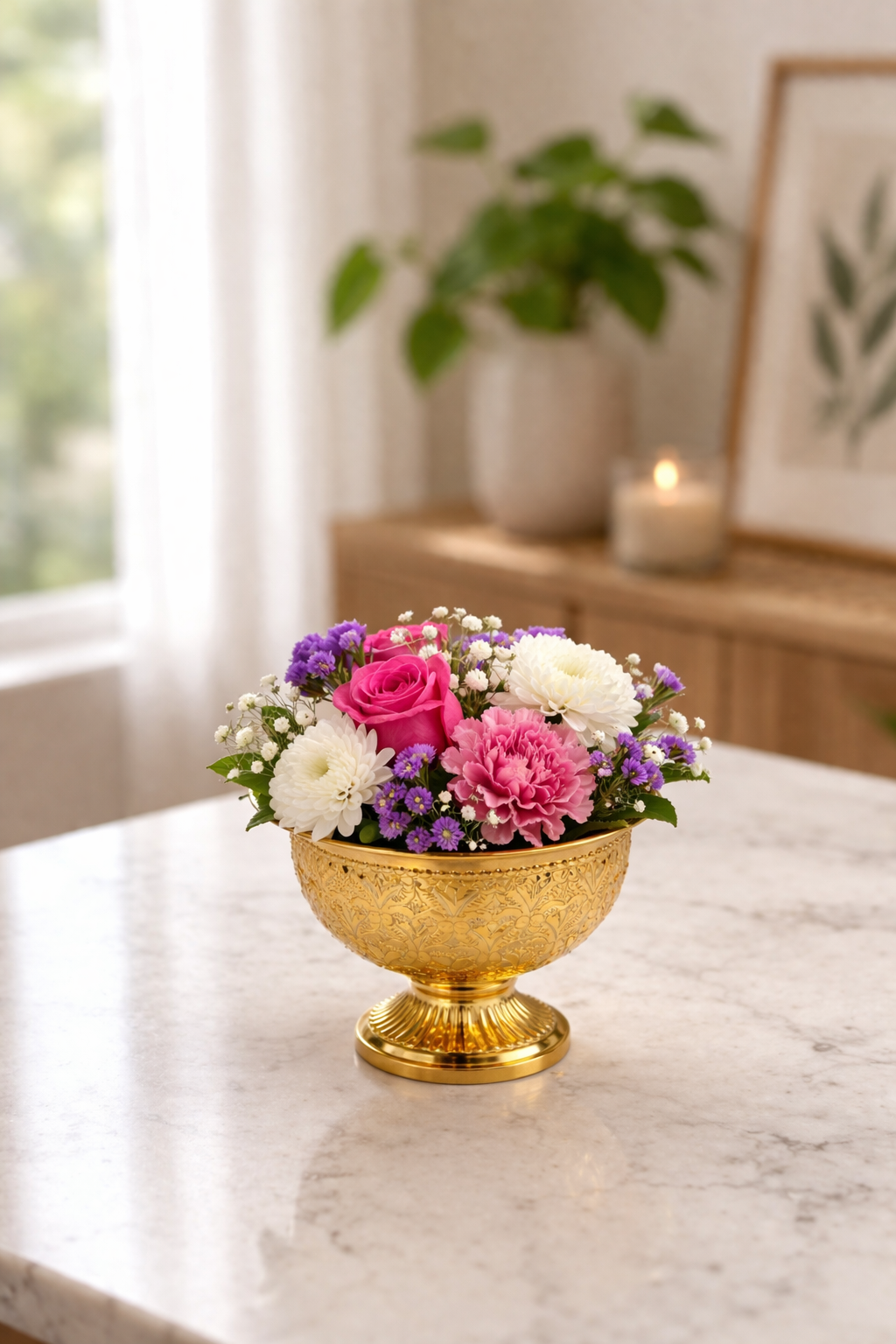 PeetalKraft Premium Brass Urli planter for Home Temple, Floating Flowers, Pooja Décor & Festive Decoration, 12cm 11cm Diwali, Wedding & Housewarming Gift