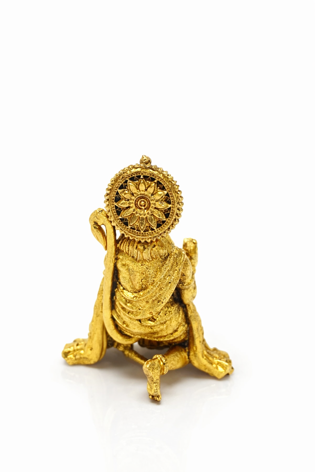 PeetalKraft Hanuman Idol, Premium Brass Miniature Statue, Gold Finish, 5 cm, 55g, for Pooja, Home Decor and Gifting