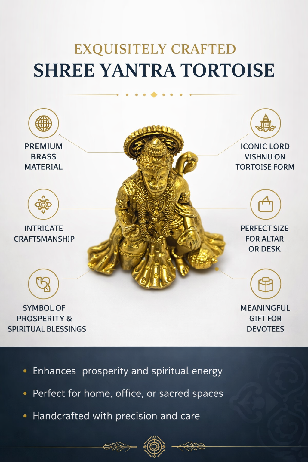 PeetalKraft Hanuman Idol, Premium Brass Miniature Statue, Gold Finish, 5 cm, 55g, for Pooja, Home Decor and Gifting