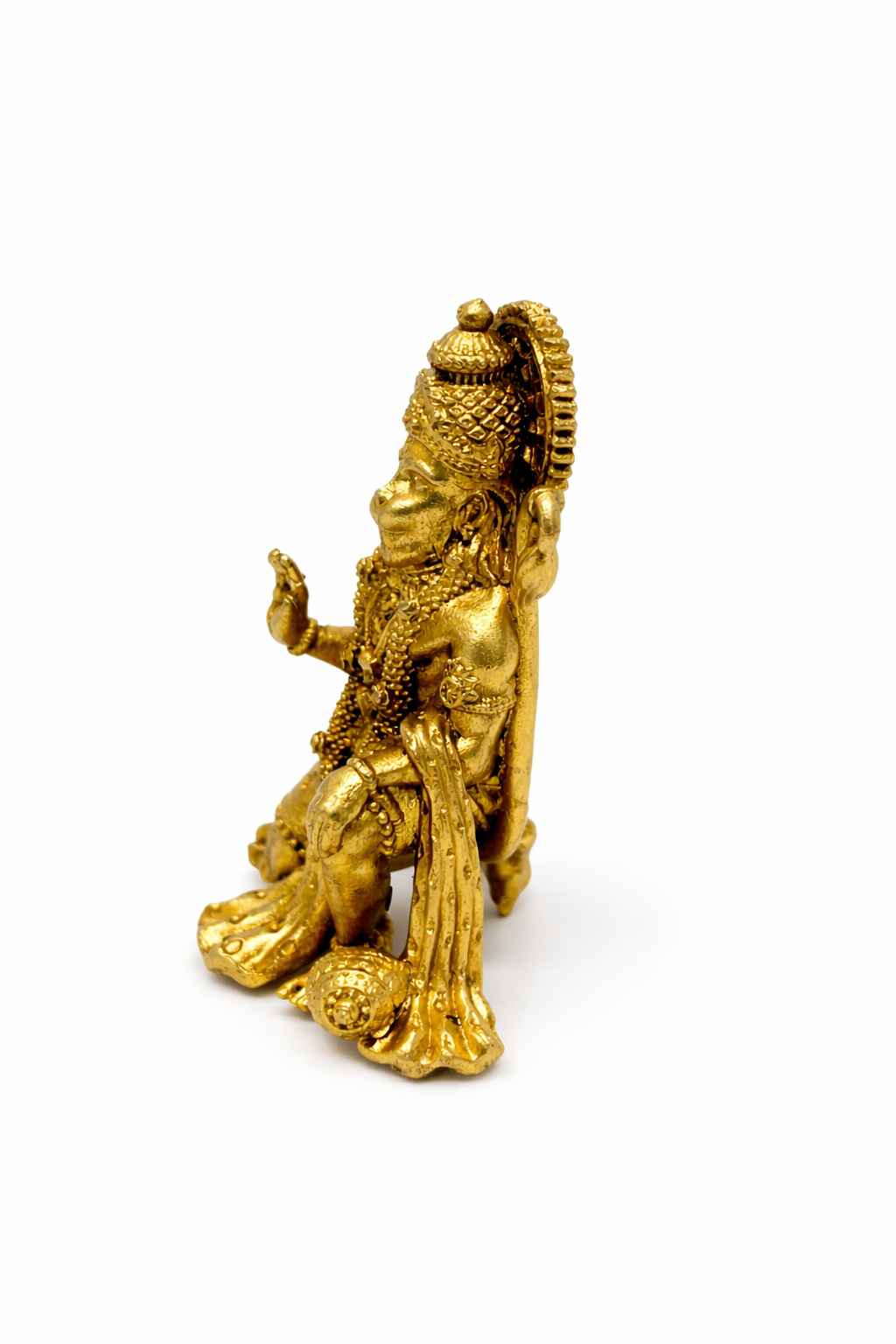 PeetalKraft Hanuman Idol, Premium Brass Miniature Statue, Gold Finish, 5 cm, 55g, for Pooja, Home Decor and Gifting