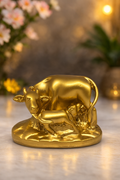 PeetalKraft Resin Cow and Calf Kamadhenu Statue for Prosperity, Size 13x3x8 cm, Weight 175 Grams