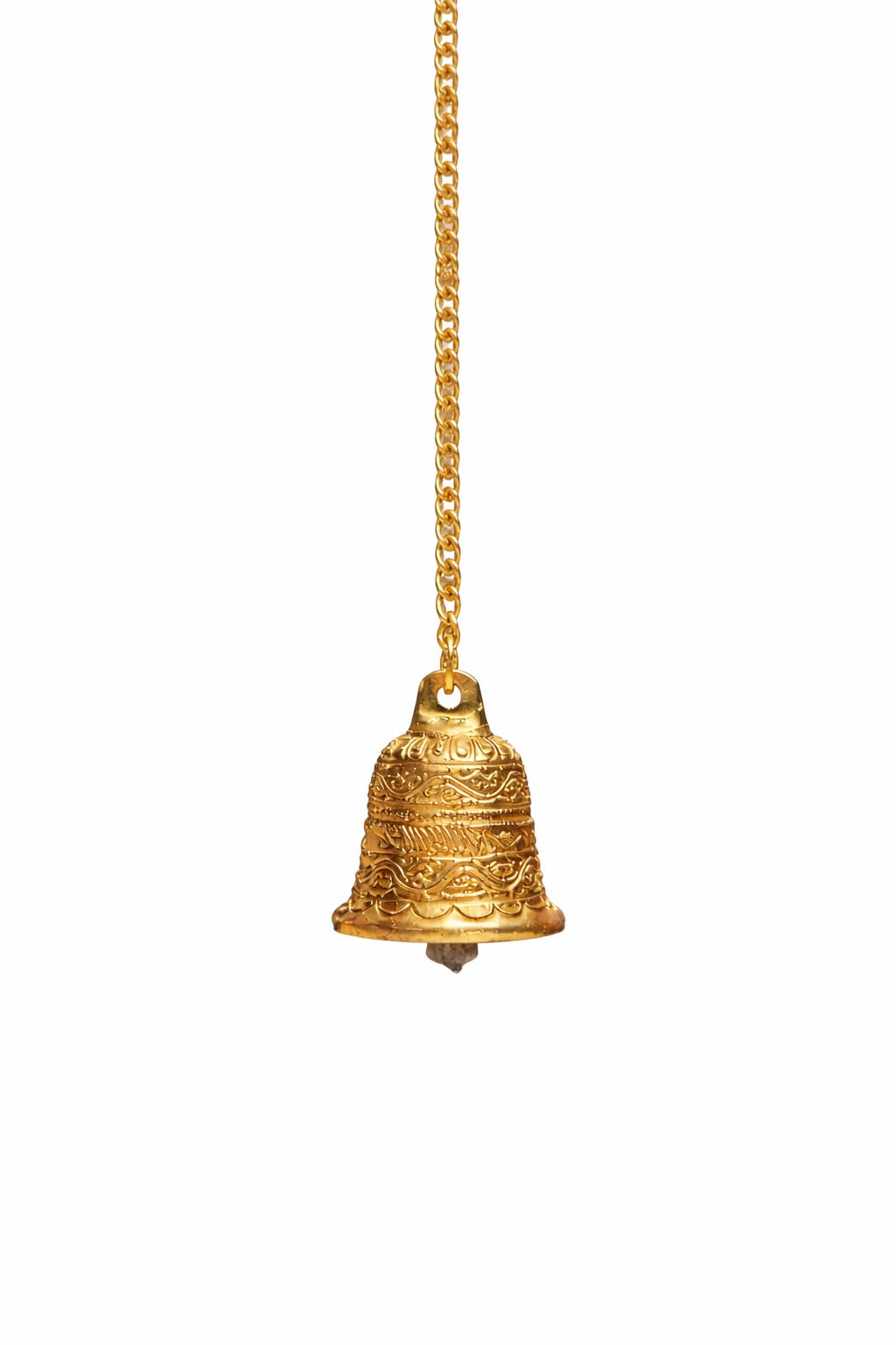 peetalkraft Pure Brass Hanging Temple Bell with Chain for Home Temple, Mandir & Puja Decor, 45 cm, Handcrafted Spiritual Gift for Housewarming, Diwali & Religious Occasions