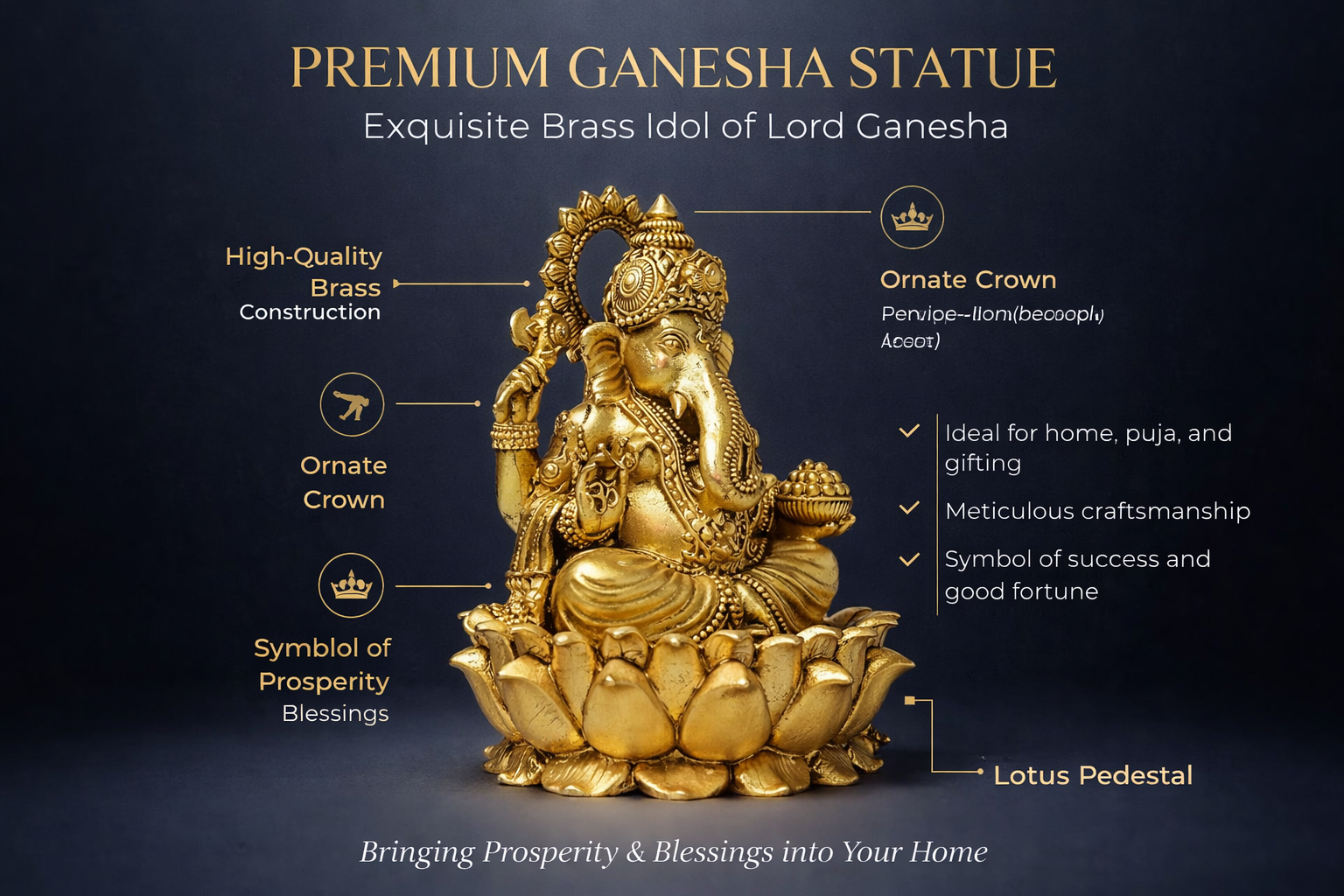 PeetalKraft Small Handmade Lord Ganesha Idol For Home Office Desk Gift Size 5X5X8 Cm Weight 100 Grams