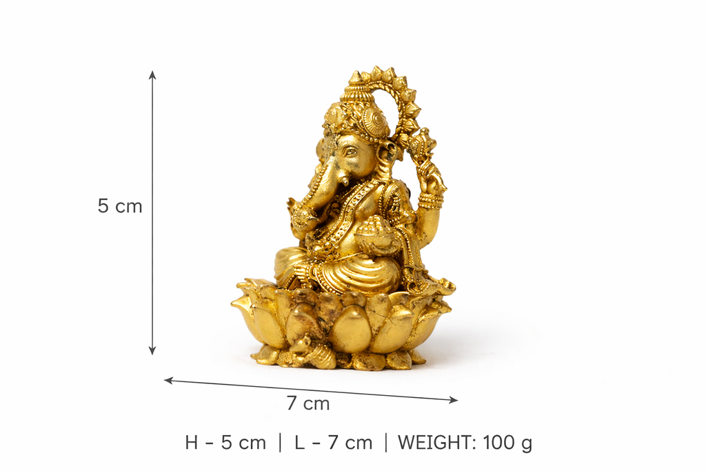 PeetalKraft Small Handmade Lord Ganesha Idol For Home Office Desk Gift Size 5X5X8 Cm Weight 100 Grams