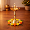 PeetalKraft Premium Kerala Samai Brass Oil Lamp | Traditional South Indian Diya | Pooja Deepak | Home Temple Decor | Height- 12cm | 100g
