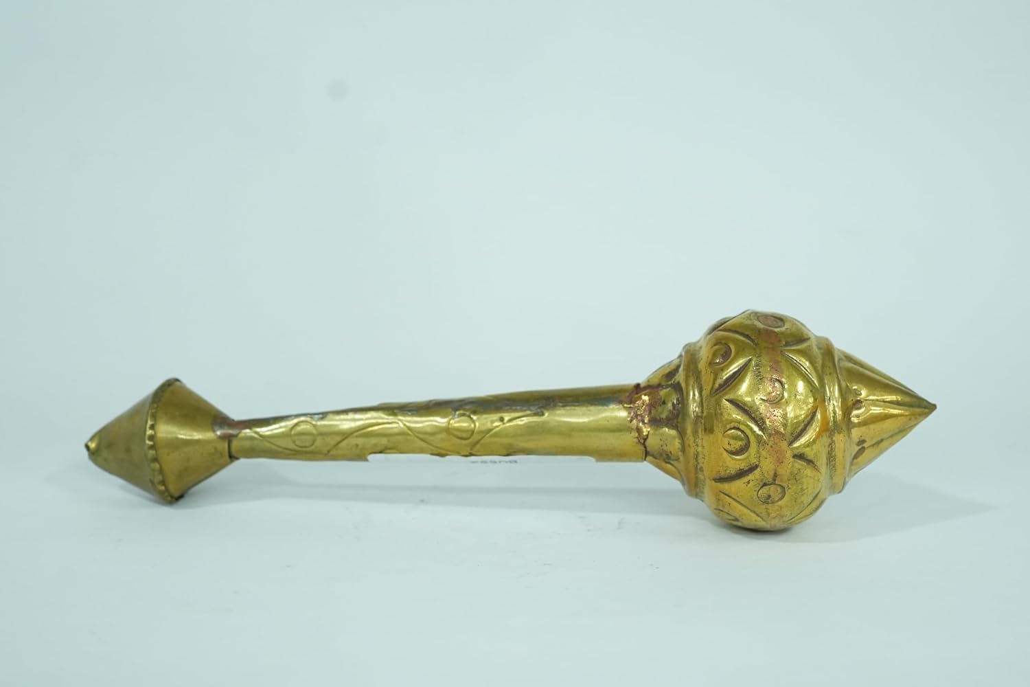 PeetalKraft  Brass Gada (Mace) Showpiece, Antique Golden Finish, Ornate Decorative Motifs, 20 cm, for Pooja Room, Temple & Home Decor