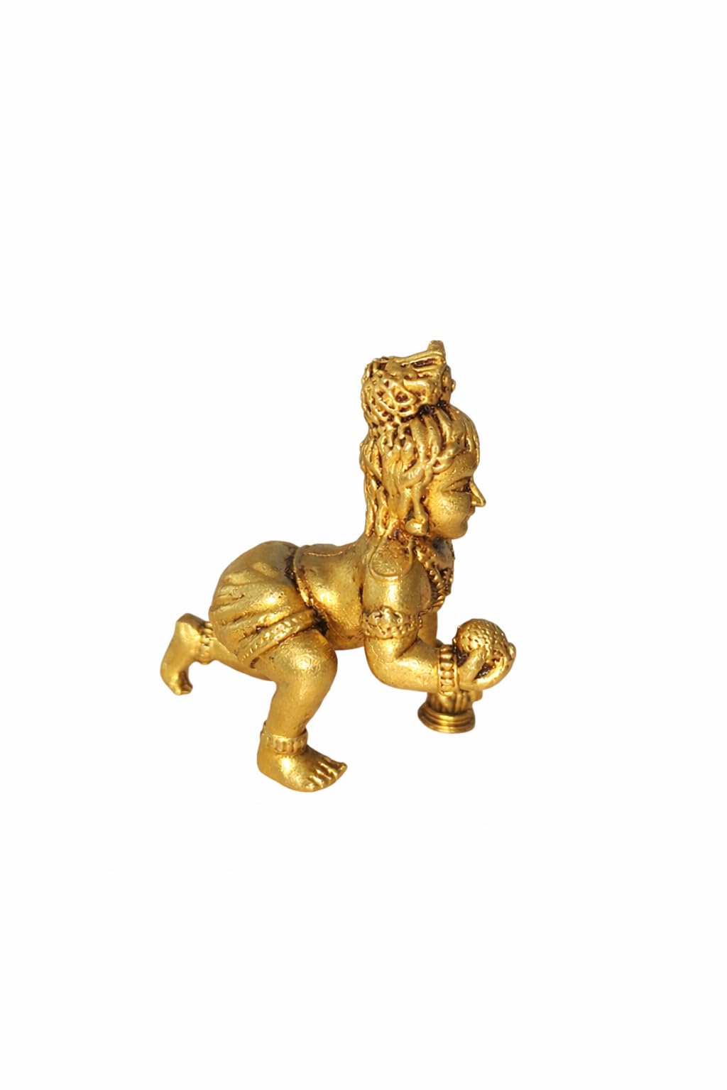 PeetalKraft  Brass Laddu Gopal Idol, Golden Brass, 5 cm, Figurine for Home Temple, Pooja & Festive Decor