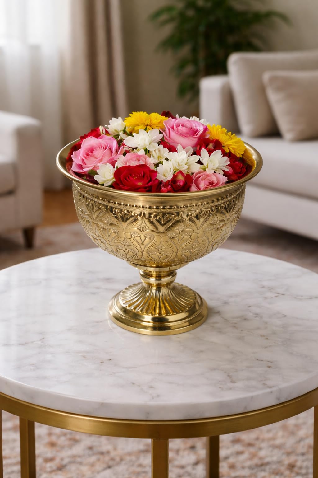 PeetalKraft Premium Brass Urli planter for Home Temple, Floating Flowers, Pooja Décor & Festive Decoration, 15 x 13 cm, Diwali, Wedding & Housewarming Gift