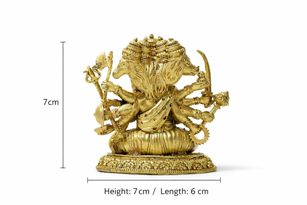 PeetalKraft Panchmukhi Hanuman Brass Idol Murti (7 cm) – Five Face Hanuman Ji Statue for Pooja || Vastu, Home Temple, Spiritual Gift, Decorative Religious Figurine || 120g