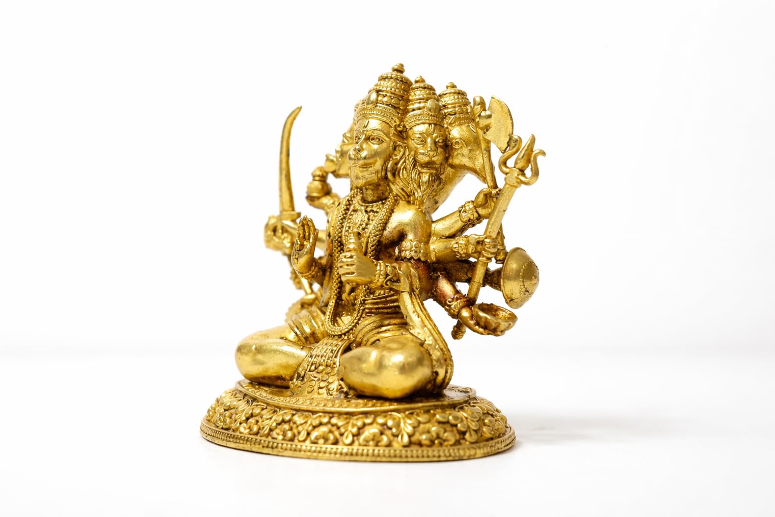 PeetalKraft Panchmukhi Hanuman Brass Idol Murti (7 cm) – Five Face Hanuman Ji Statue for Pooja || Vastu, Home Temple, Spiritual Gift, Decorative Religious Figurine || 120g