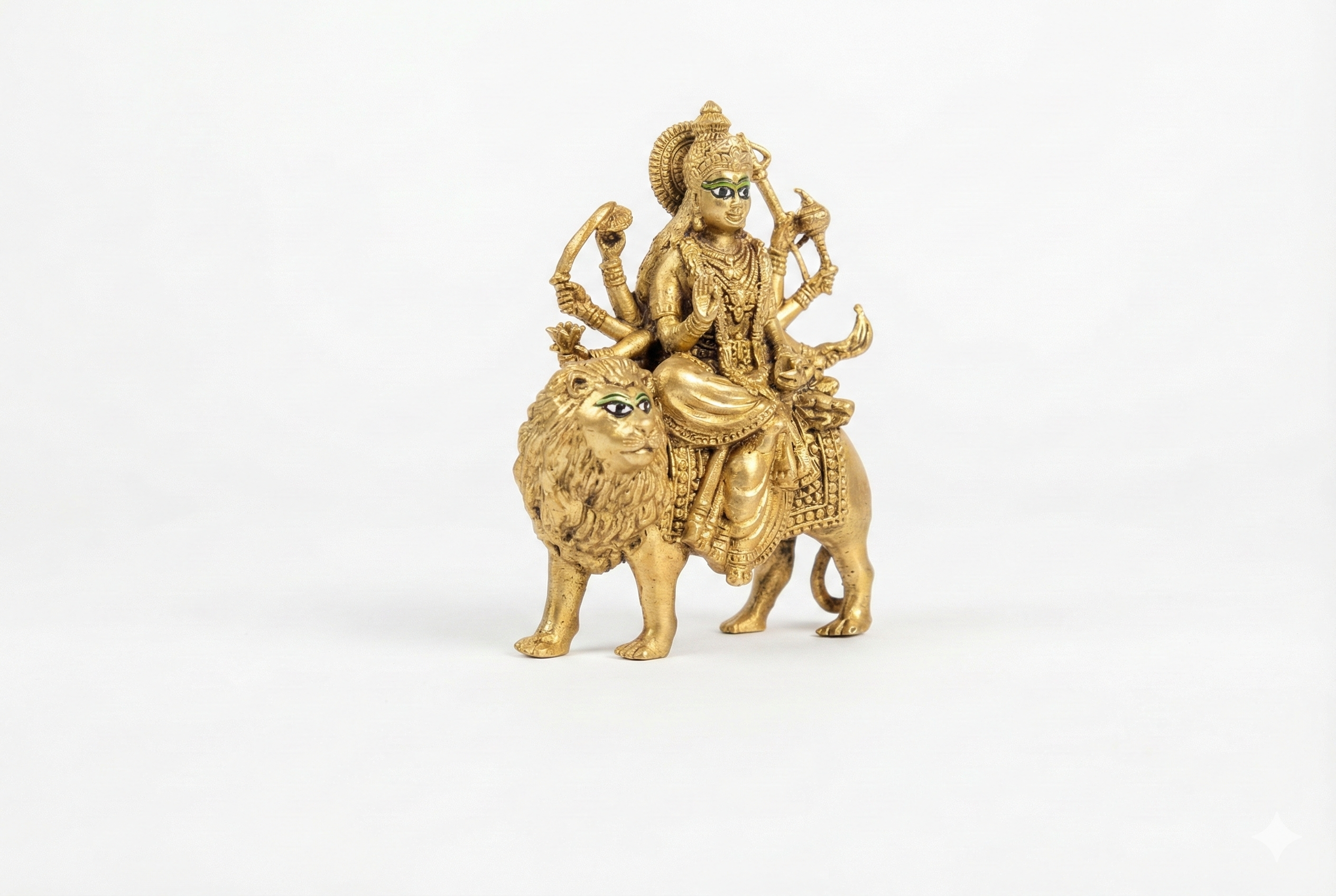 PeetalKraft Pure Brass Durga Maa Idol with Intricate Detailing for Puja Room, Size 5x8x10 cm, Weight 215 Grams