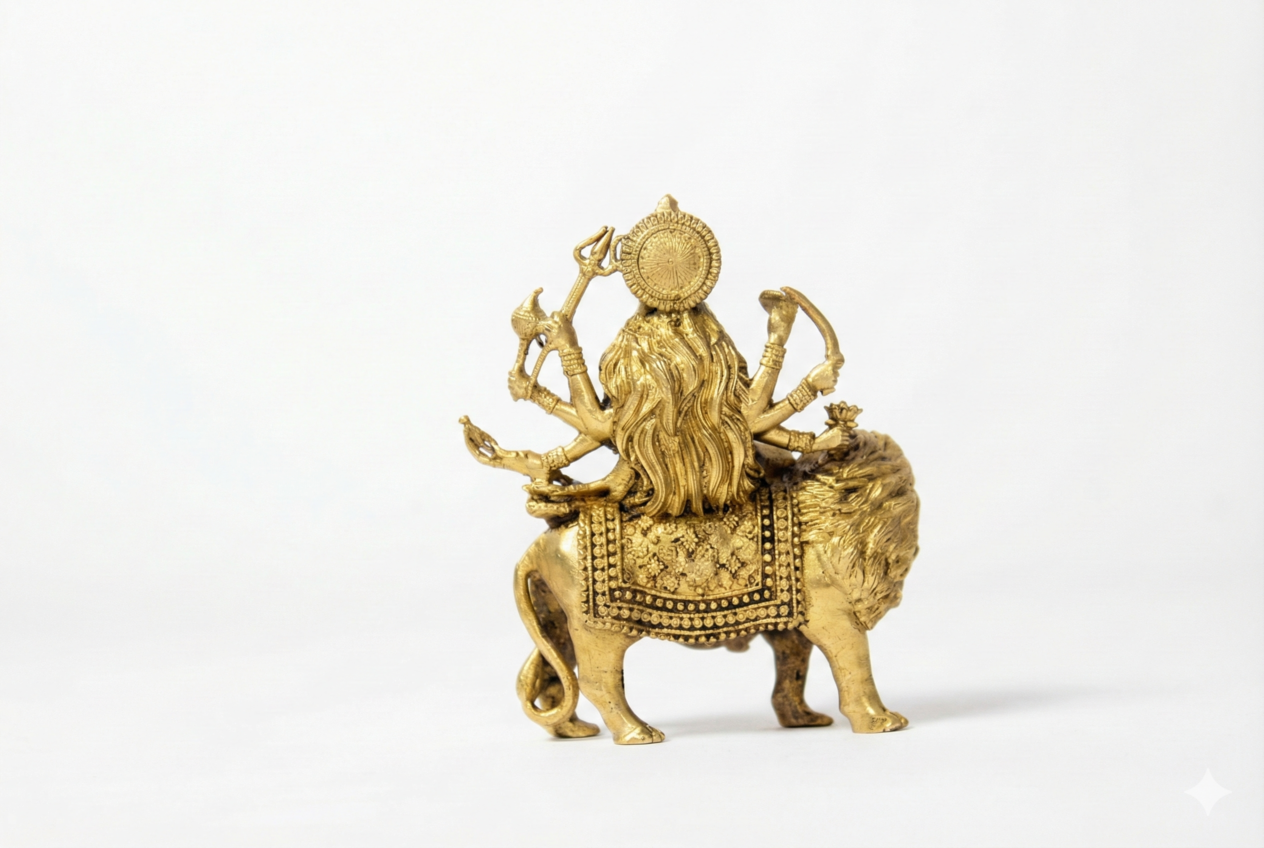 PeetalKraft Pure Brass Durga Maa Idol with Intricate Detailing for Puja Room, Size 5x8x10 cm, Weight 215 Grams