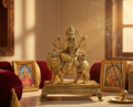 PeetalKraft Pure Brass Durga Maa Idol with Intricate Detailing for Puja Room, Size 5x8x10 cm, Weight 215 Grams