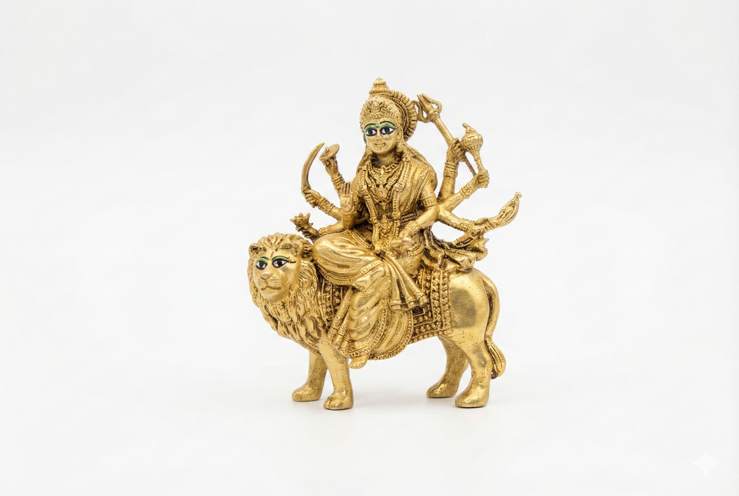 PeetalKraft Pure Brass Durga Maa Idol with Intricate Detailing for Puja Room, Size 5x8x10 cm, Weight 215 Grams