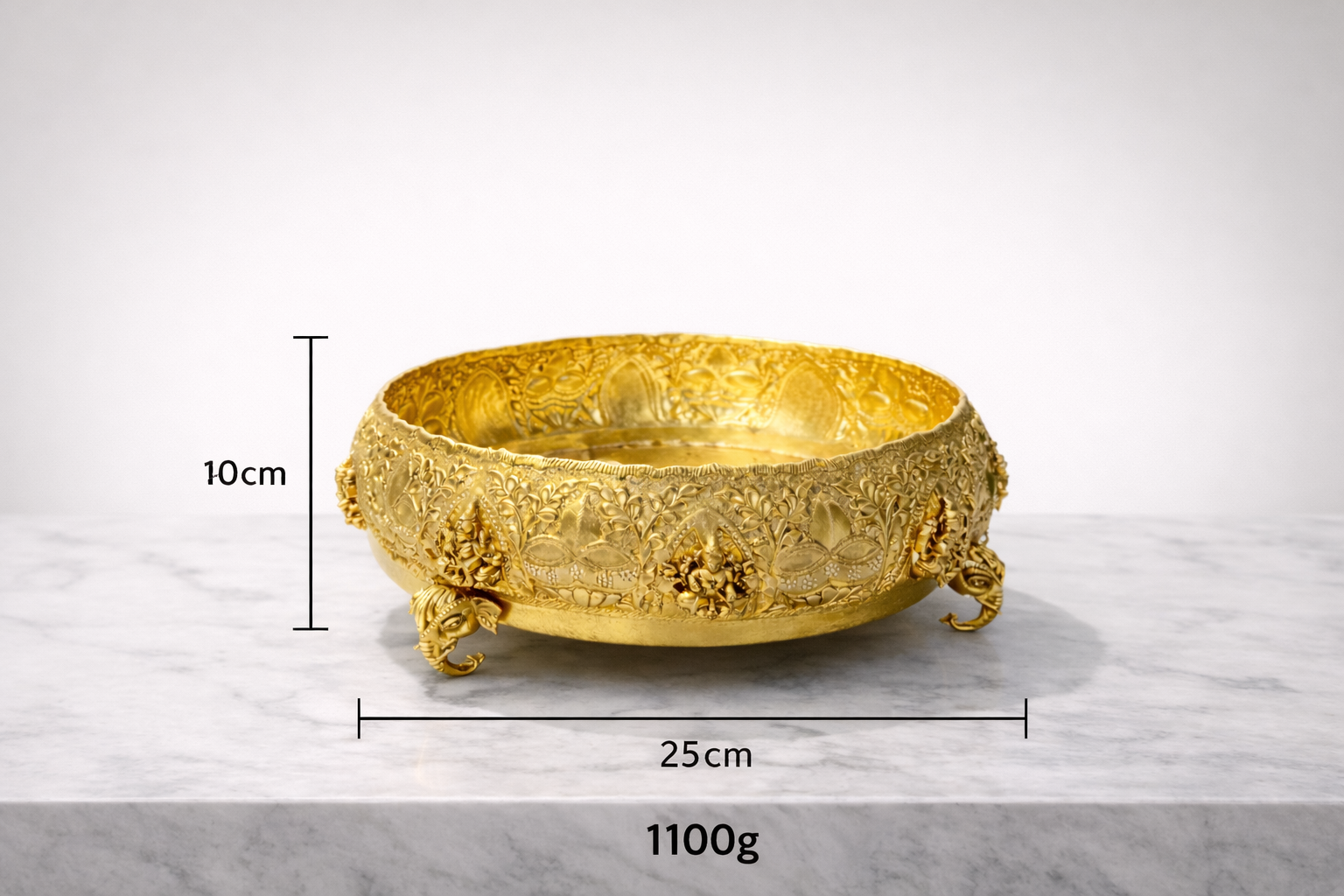 PeetalKraft Premium Brass Ashtalakshmi Urli for Home Decor, Pooja & Floating Flowers, 25 cm Dia, 10 cm Height, Housewarming Diwali Wedding Gift