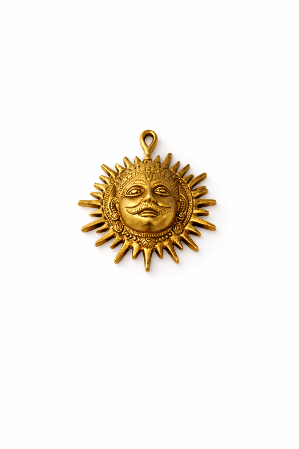 PeetalKraft Premium Brass Surya Dev Wall Hanging | Hindu Sun God Decorative Idol for Home, Office & Pooja Room | Vastu & Spiritual Wall Decor (14 cm, 300g)