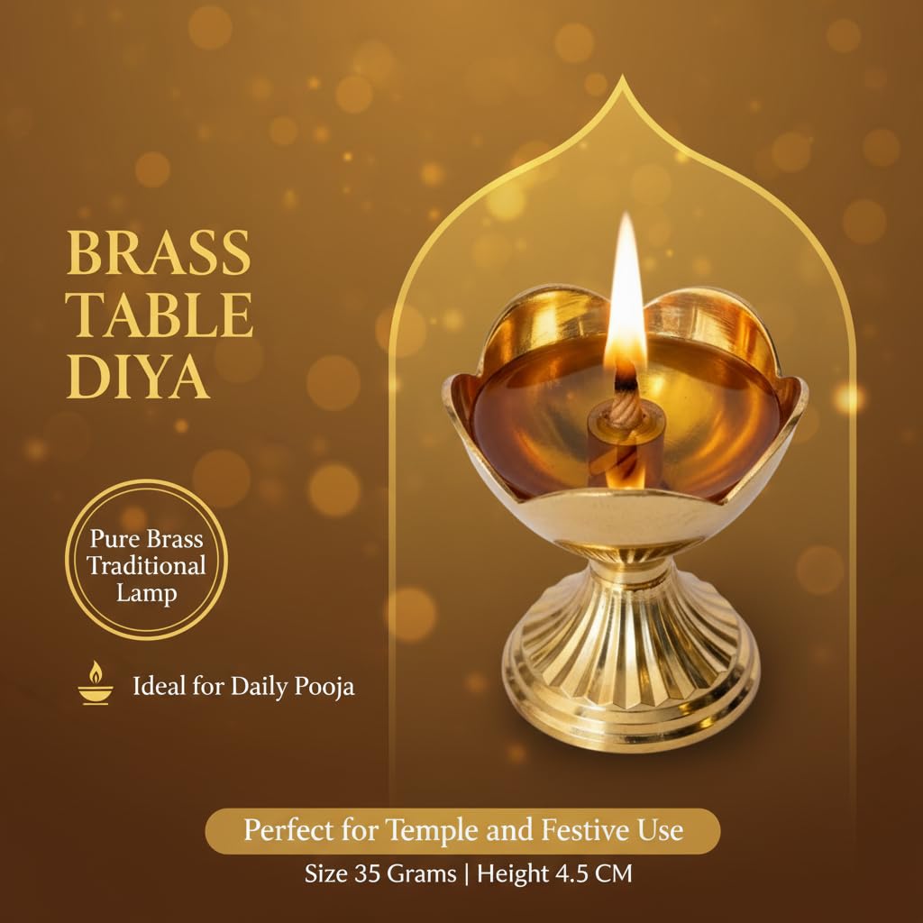 PeetalKraft Classic Brass Diya For Puja Mandir And Home Decoration Size 4X4X5 Cm Weight 50 Grams
