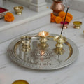 PeetalKraft Golden Tooton Pooja Thali Large Worship Plate 30Cm Dia Size 31X31X3 Cm Weight 340 Grams