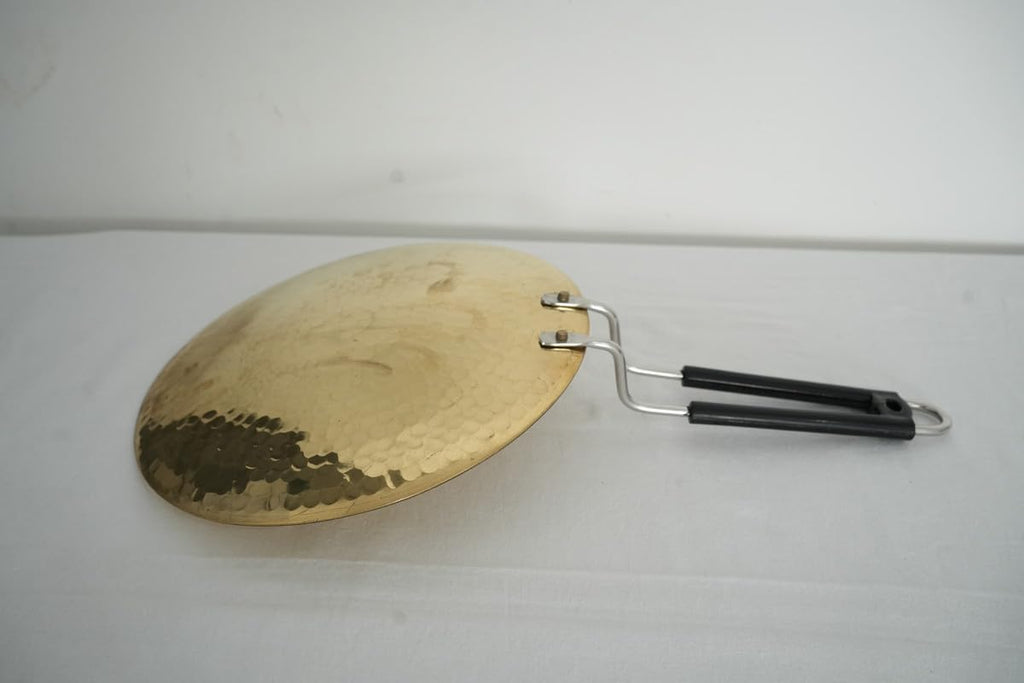 PeetalKraft Golden Heavy Duty Brass Roti Tawa Teflon Free 1Kg Size 40X25X3 Cm Weight 1000 Grams