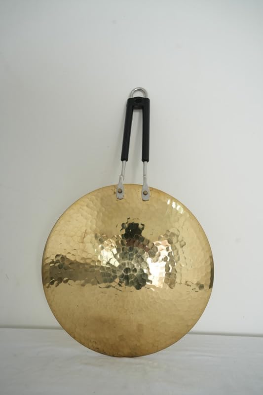 PeetalKraft Golden Heavy Duty Brass Roti Tawa Teflon Free 1Kg Size 40X25X3 Cm Weight 1000 Grams