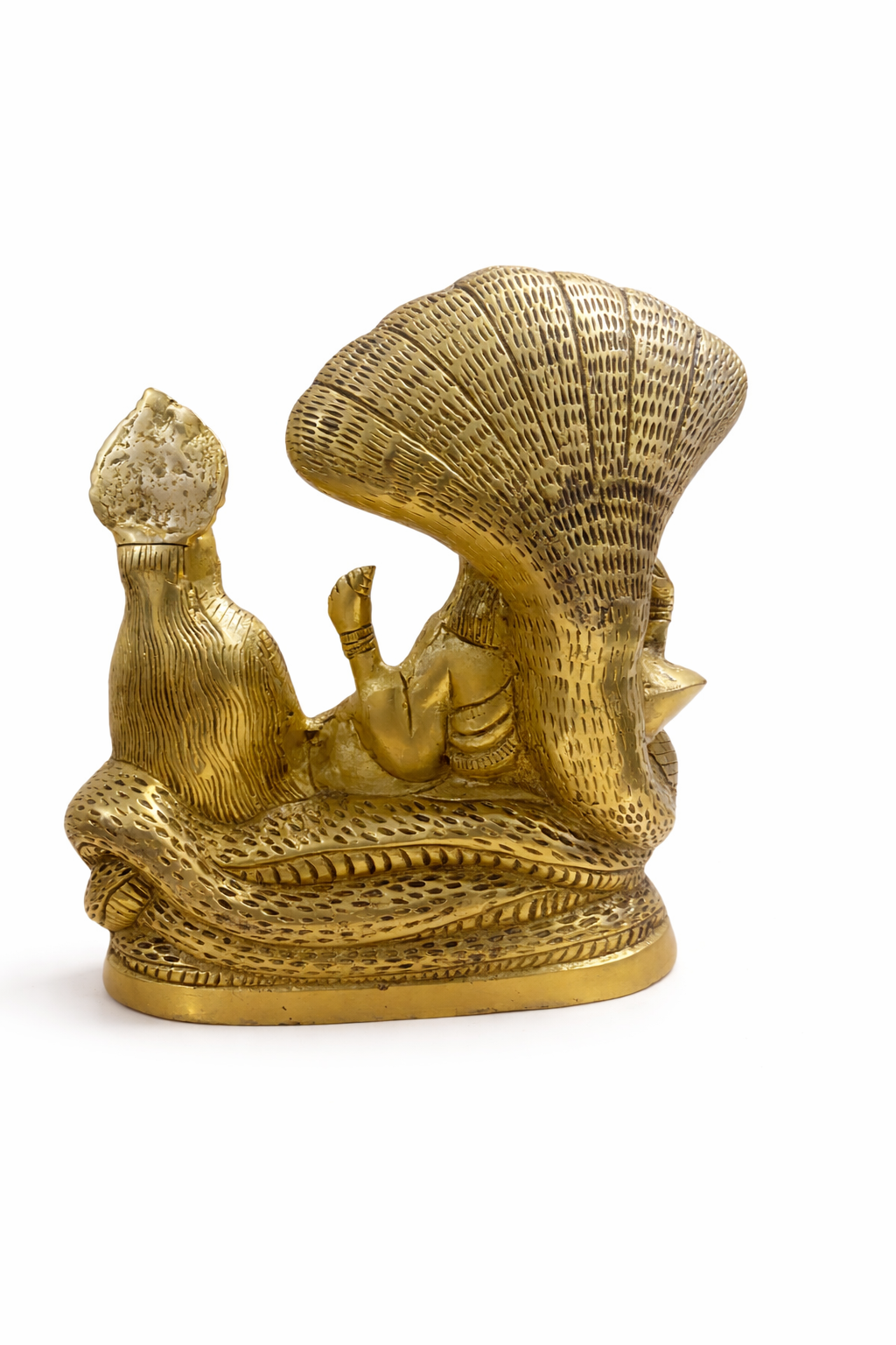 PeetalKraft Brass Vishnu Lakshmi Statue with Sheshnag | Vishnu Lakshmi Murti for Home Temple Pooja Decor | God Idol for Mandir, Office, Living Room, Gift Item | Height-21 cm (3.5kg)