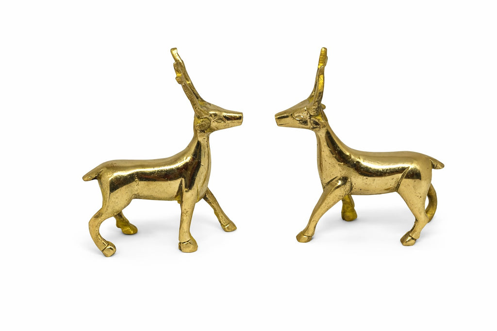 PeetalKraft Brass Deer Statue Decorative Figurine for Speed and Success, Size 10x4x12 cm, Weight 350 Grams