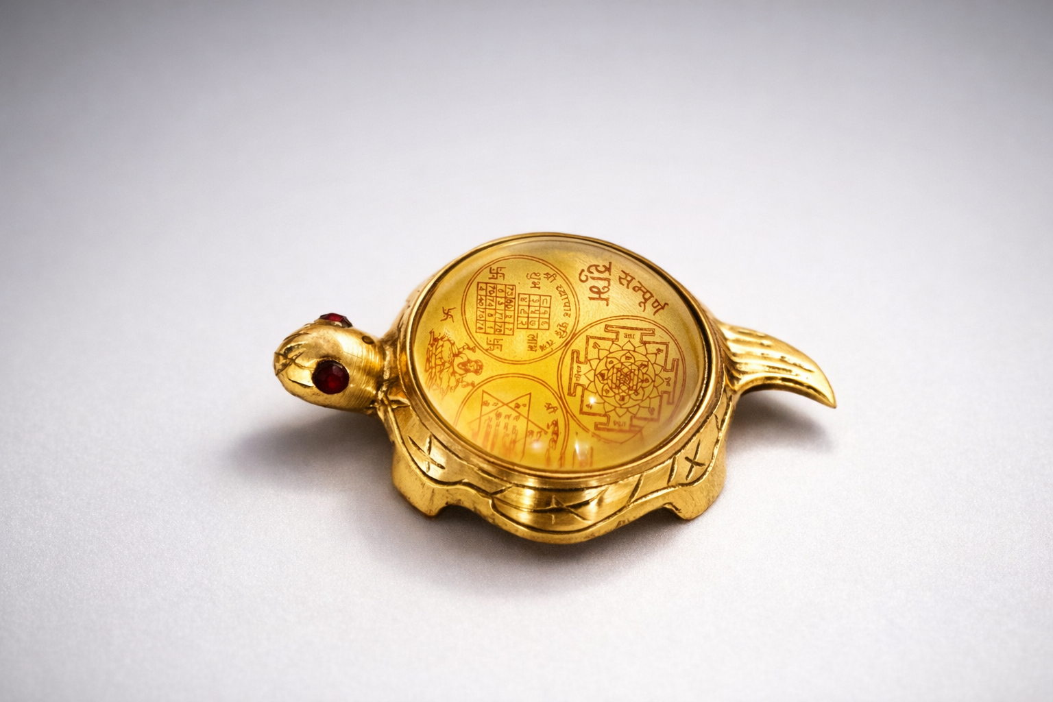 PeetalKraft Brass Shri Yantra Tortoise | Vastu Feng Shui Lucky Turtle with Sacred Shri Yantra | Wealth, Prosperity & Positive Energy (7cm, 110g)