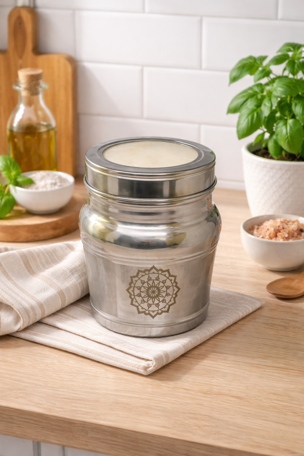 PeetalKraft Big Classic Stainless Steel Multipurpose Dibba Airtight Storage Container, Size 13x13x16 cm, Weight 300 Grams