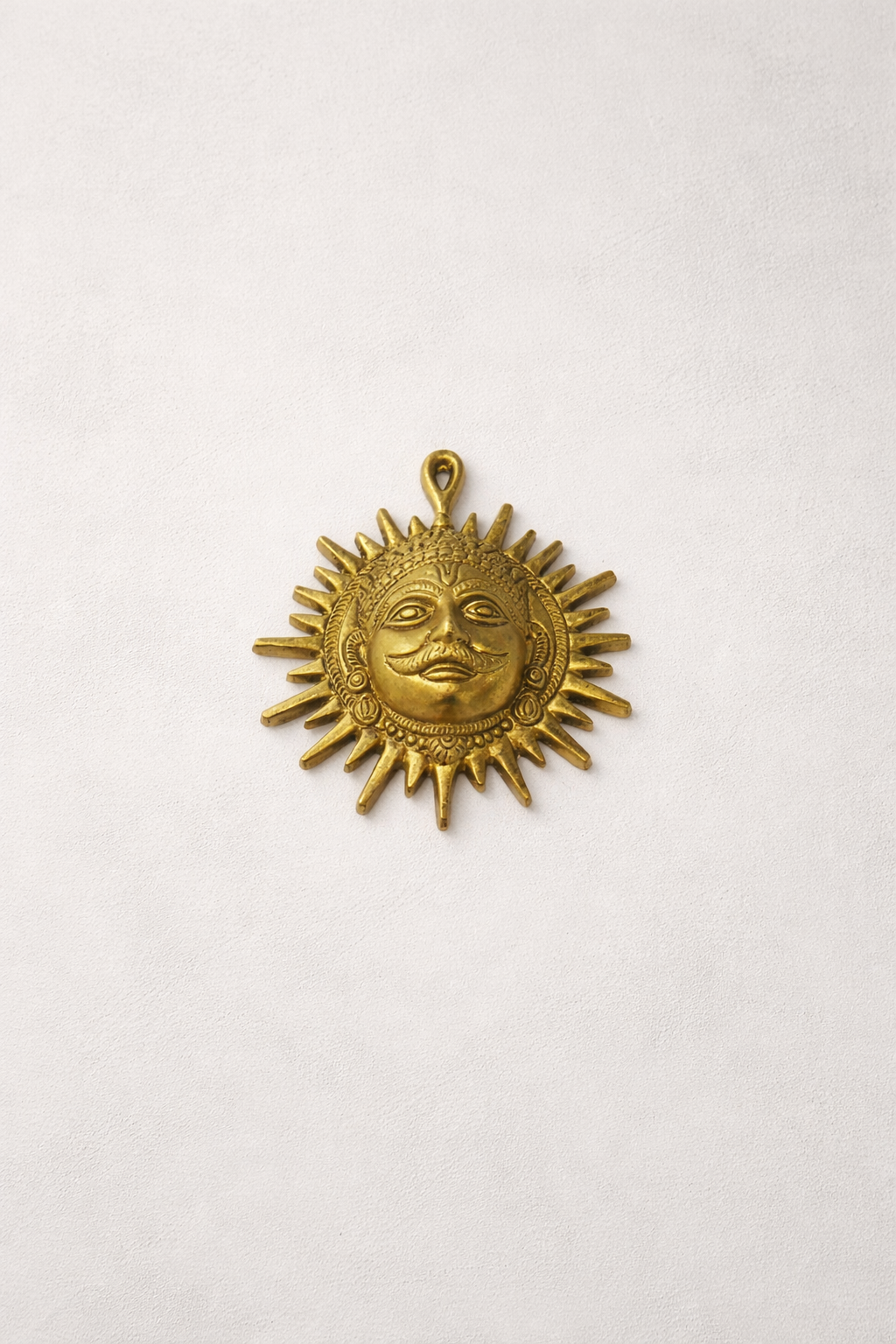 PeetalKraft Premium Brass Surya Dev Wall Hanging | Hindu Sun God Decorative Idol for Home, Office & Pooja Room | Vastu & Spiritual Wall Decor (14 cm, 300g)