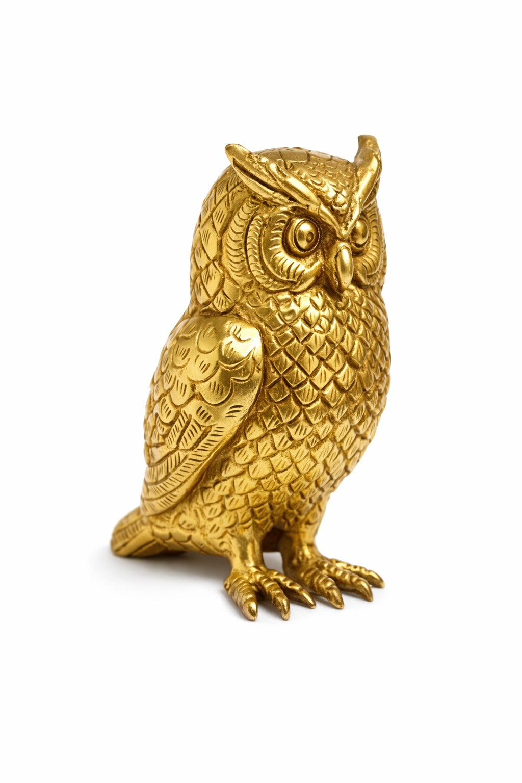 PeetalKraft Small Brass Owl with Legs Little Bird Figurine for Desk Decor, Size 3x2x5 cm, Weight 121 Grams