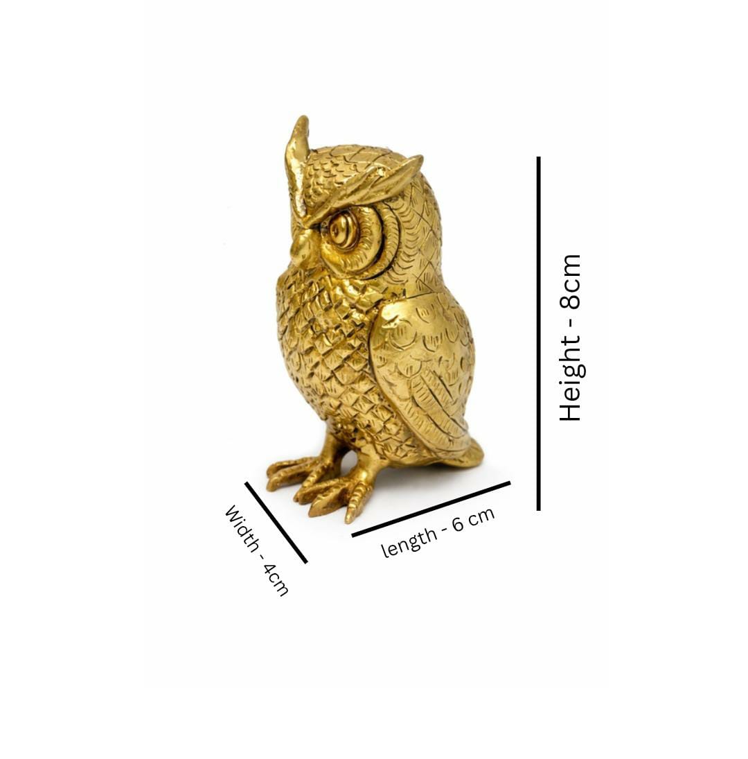 PeetalKraft Golden Brass Vastu Owl Statue for Good Luck and Home Decor, Size 5x4x7 cm, Weight 270 Grams